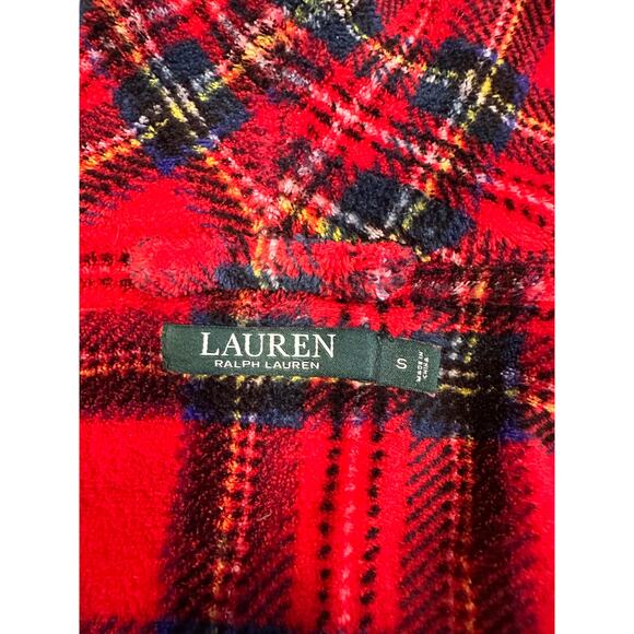 Lauren Ralph Lauren Red Tartan Plaid Fleece Robe Size S ChristmasRobe Cabincore - Picture 7 of 9